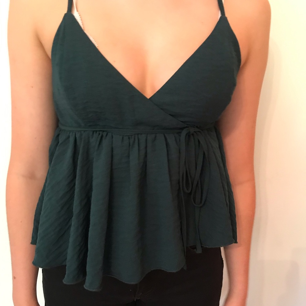 urban outfitters green wrap top
